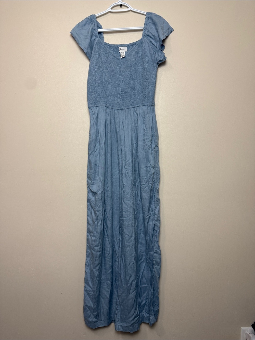 Japna Light Blue Smocked-Waist Jumpsuit  wide leg - Women size M